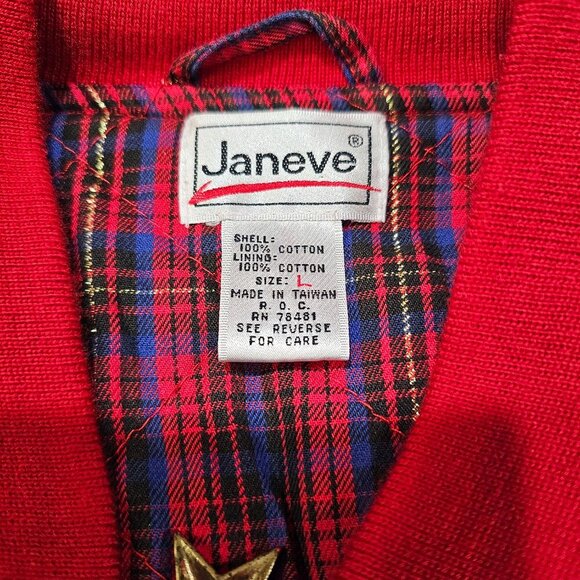 Vintage Women's Janeve Plaid Zip Up Bomber Jacket 100% Cotton Size Large - Picture 6 of 8